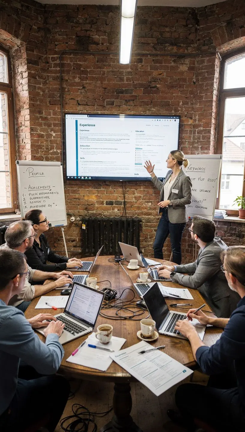 Zdjęcie profesjonalnego coacha kariery prowadzącego sesję doradczą z klientem.