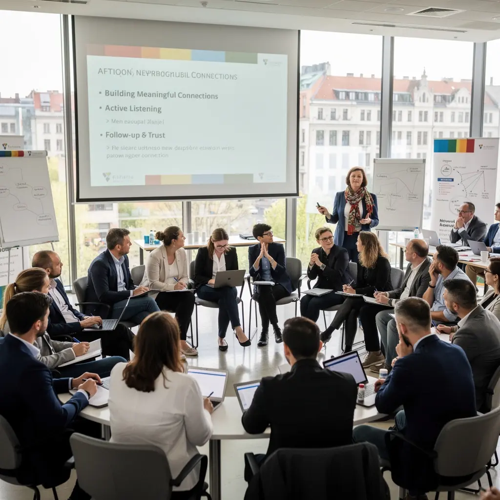 Networkingowa sesja, w której uczestnicy wymieniają się informacjami i kontaktami.