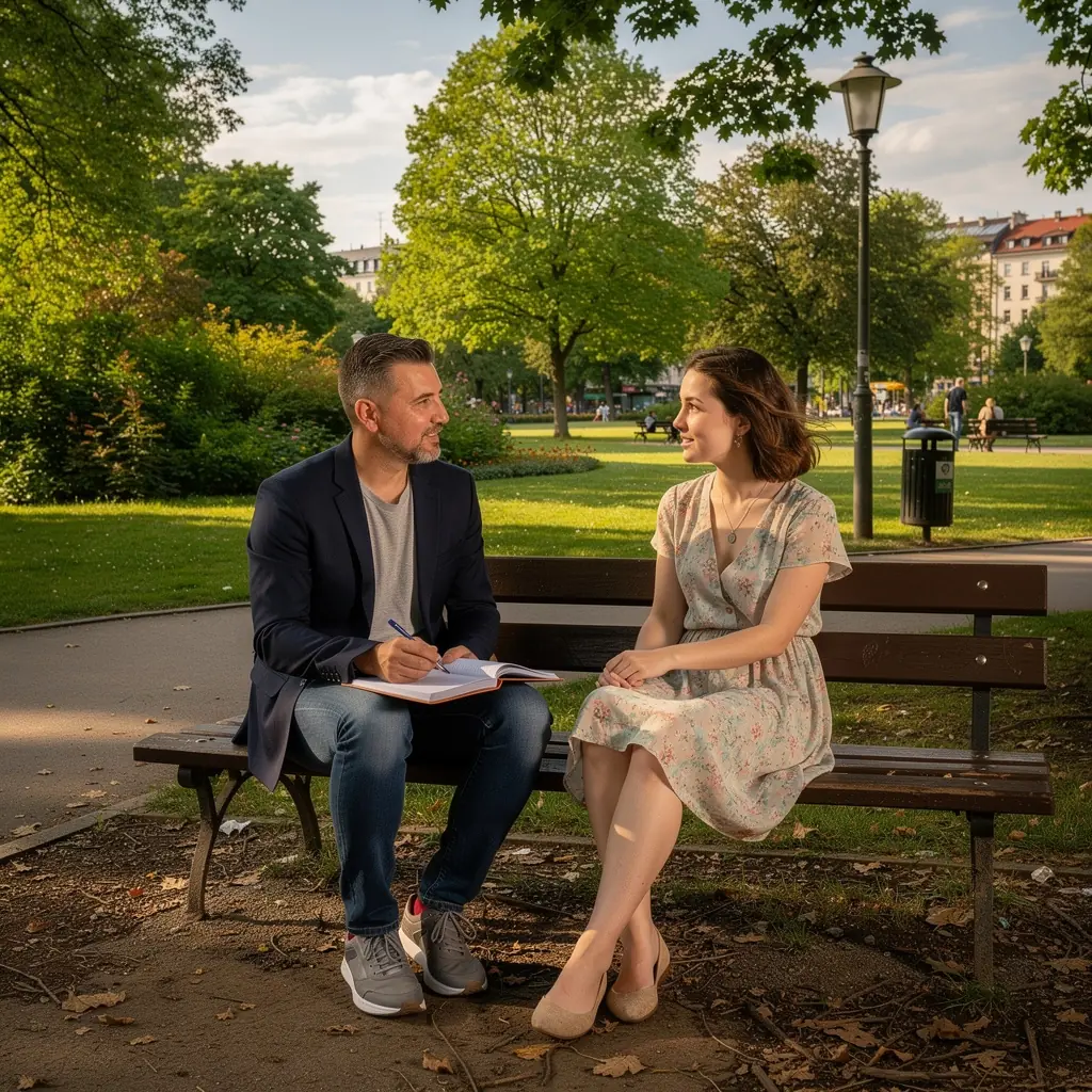 Zbliżenie na laptop z otwartym dokumentem CV i notatkami podczas sesji coachingowej.